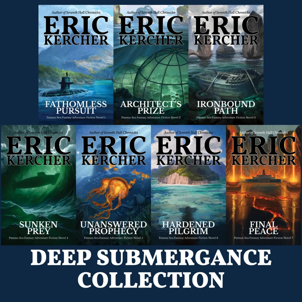 Seven covers for the collection of the Patmos Series