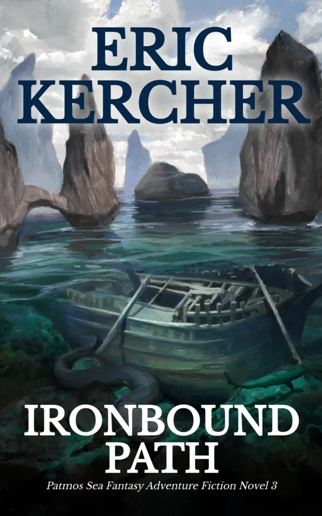 A submerged wreck amongst pillars of rock