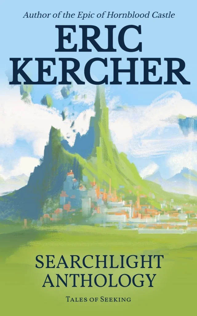A magical city at the foot of a towering mountain
